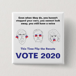 Senate Hear No, See No, Speak No Evil Vote 2020 15 Cm Square Badge