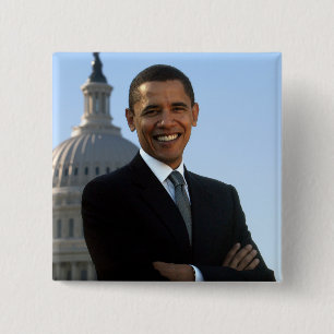 Senator Portrait, American President Barack Obama 15 Cm Square Badge