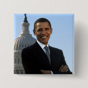 Senator Portrait, American President Barack Obama 15 Cm Square Badge