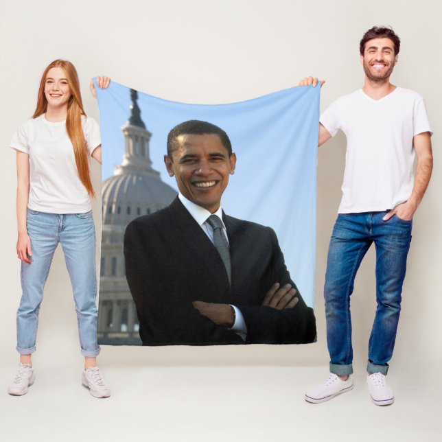 Senator Portrait, American President Barack Obama Fleece Blanket (In Situ)