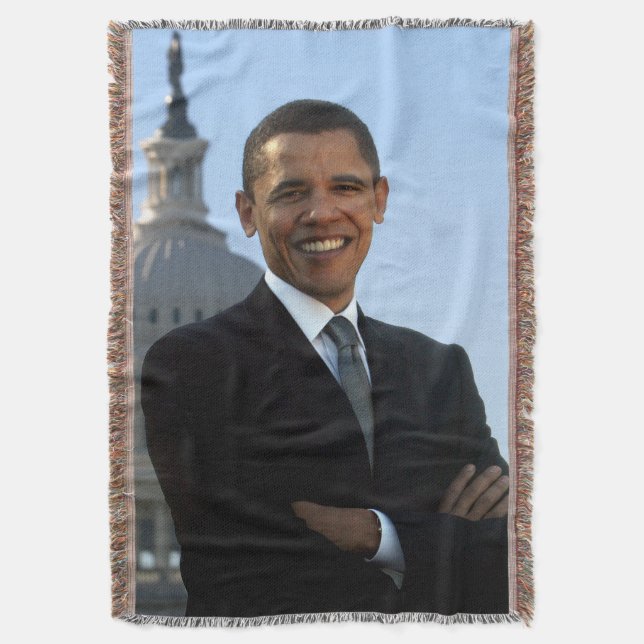 Senator Portrait, American President Barack Obama Throw Blanket (Front Vertical)