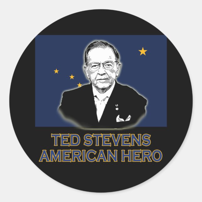 Senator Ted Stevens T-shirt,  American Hero Classic Round Sticker (Front)
