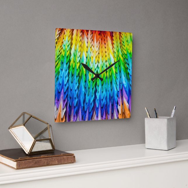 Senbazuru or one thousand origami cranes square wall clock (Office)