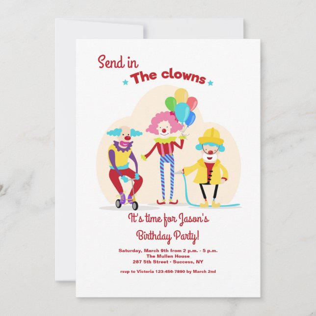 Send In The Clowns Invitation (Front)