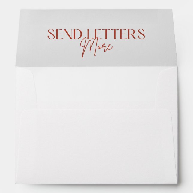 'Send Letters More' Red Typography  Envelope (Back (Bottom))