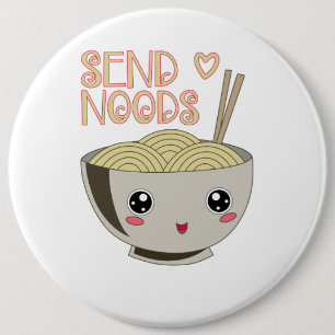 Send Noods Kawaii Ramen Bowl Miso Noodle Soup Gift 6 Cm Round Badge
