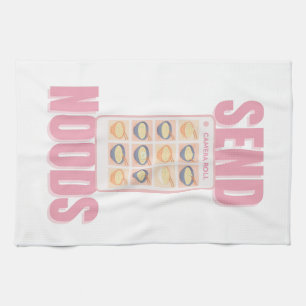 Send Noods Pink Noodle Camera Roll Illustration Tea Towel
