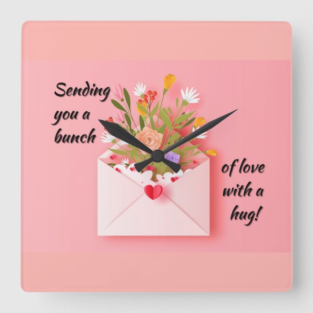 Send some love and a hug!  square wall clock (Front)