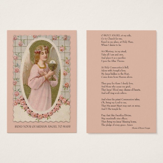Send Your Guardian Angel to Mass Holy Card (Front & Back)