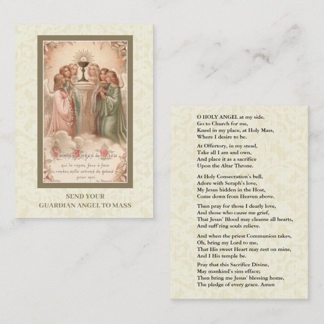 Send Your Guardian Angel to Mass Holy Card (Front/Back)
