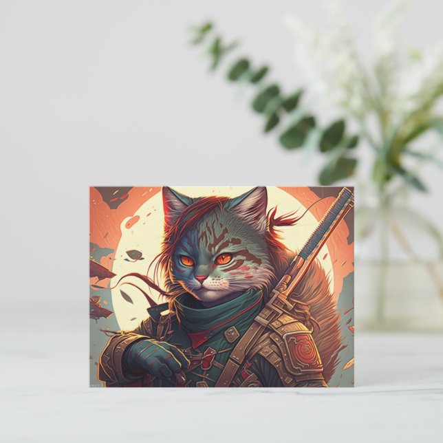 Send Your Message with Ninja Cat Postcards (Standing Front)