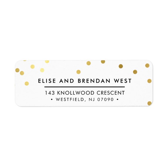 SENDER ADDRESS cute modern gold confetti spot (Front)