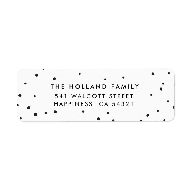 SENDER ADDRESS cute modern snow spots black (Front)