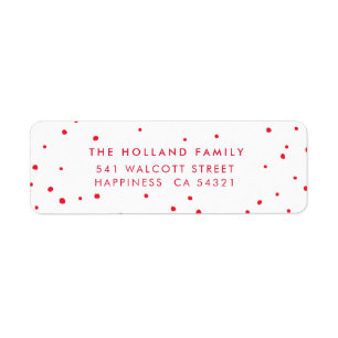 SENDER ADDRESS cute modern snow spots red