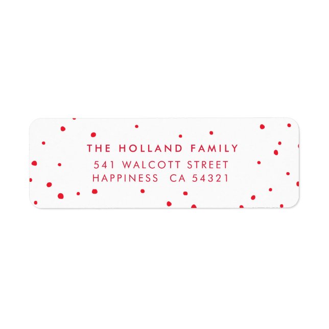 SENDER ADDRESS cute modern snow spots red (Front)