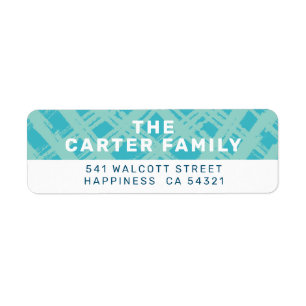 SENDER ADDRESS modern cross hatch pattern mint blu