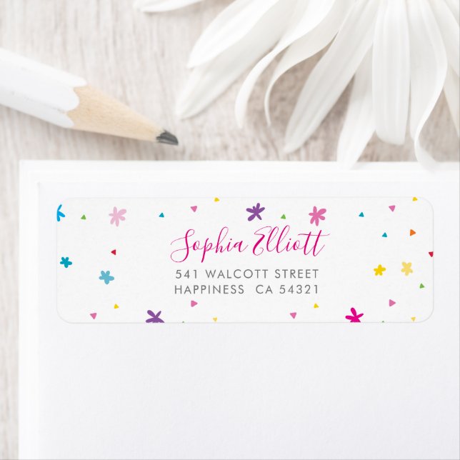 SENDER ADDRESS pretty bright colours whimsical (Insitu)