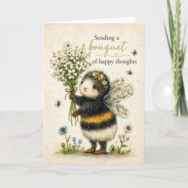 Sending A Bouquet Of Happy Thoughts Card (Front)