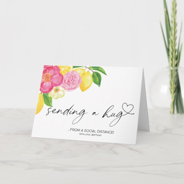 Sending a Hug Quarantine Miss You Socially Distant Card (Front)