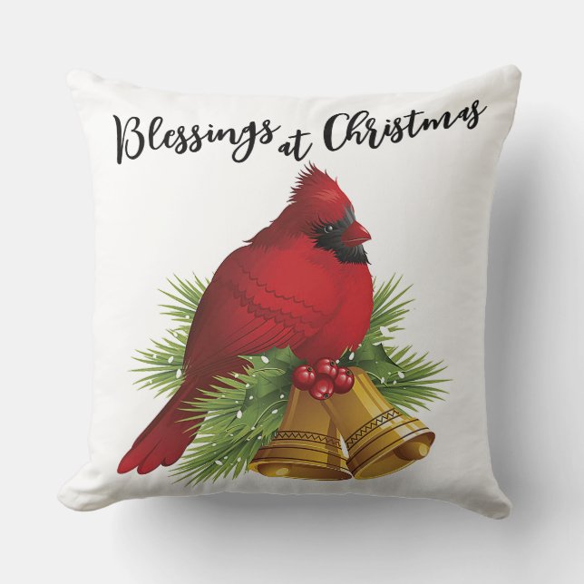 Sending Blessings Christmas Throw Pillow (Front)