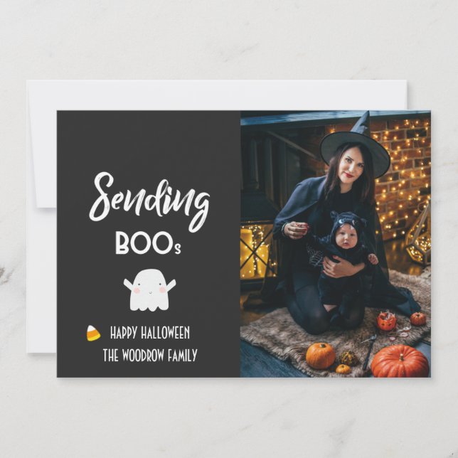 "Sending Boo's" Custom Halloween Photo cute Card (Front)