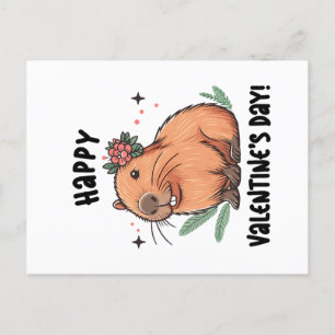 Sending Capybara Love on Valentine's Day Postcard