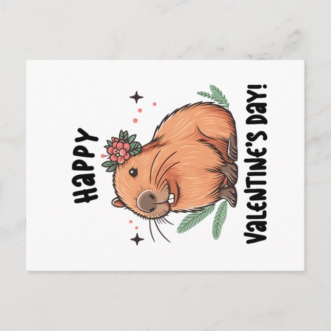 Sending Capybara Love on Valentine's Day Postcard (Front)
