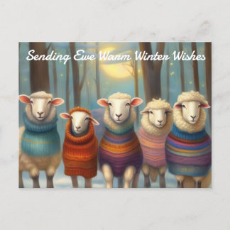 Sending Ewe Warm Winter Wishes Postcard