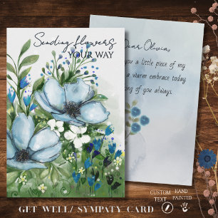 Sending Flowers Your Way Blue Floral Card