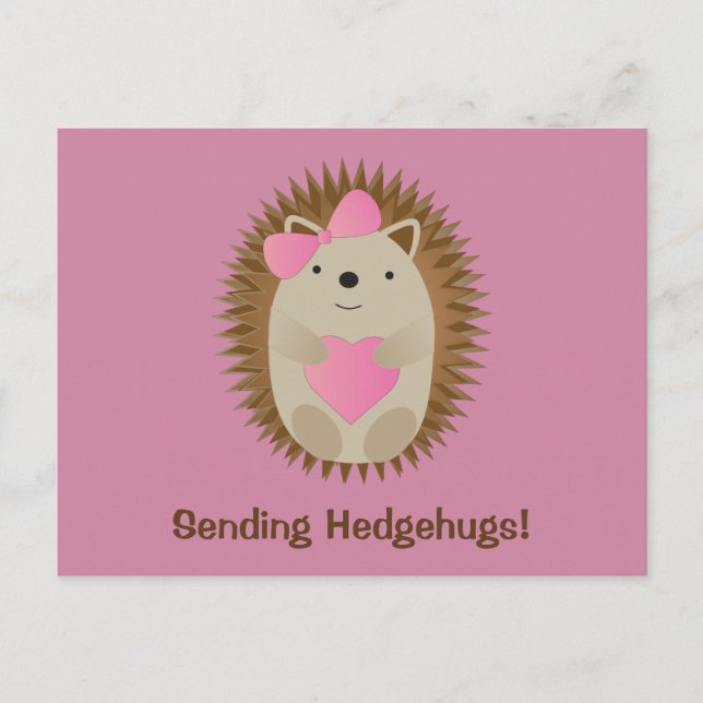 Sending Hedgehugs Cute Cartoon Girl Hedgehog Postcard (Front)