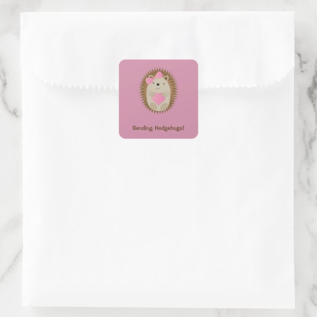 Sending Hedgehugs Cute Cartoon Girl Hedgehog  Square Sticker (Bag)