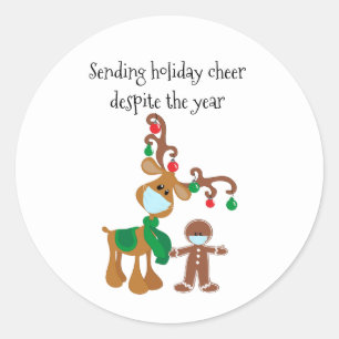 Sending Holiday Cheer Despite the Year Classic Round Sticker