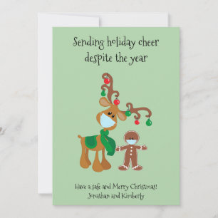 Sending Holiday Cheer Reindeer Face Mask Card