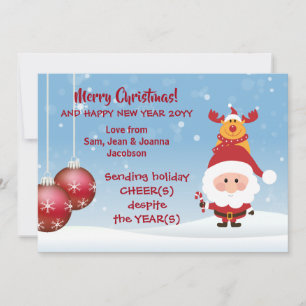Sending Holiday Cheer(s) Cute Funny Santa Rudolph Card