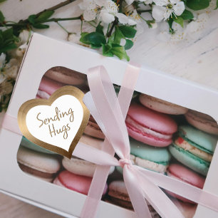 Sending Hugs Iridescent Bronze Heart  Heart Sticker