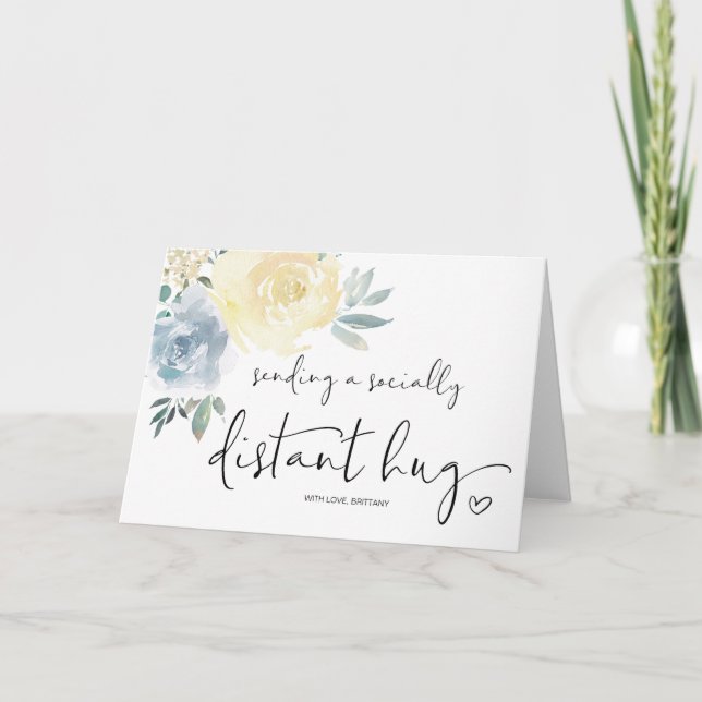 Sending Hugs Miss You Socially Distant Quarantine Card (Front)