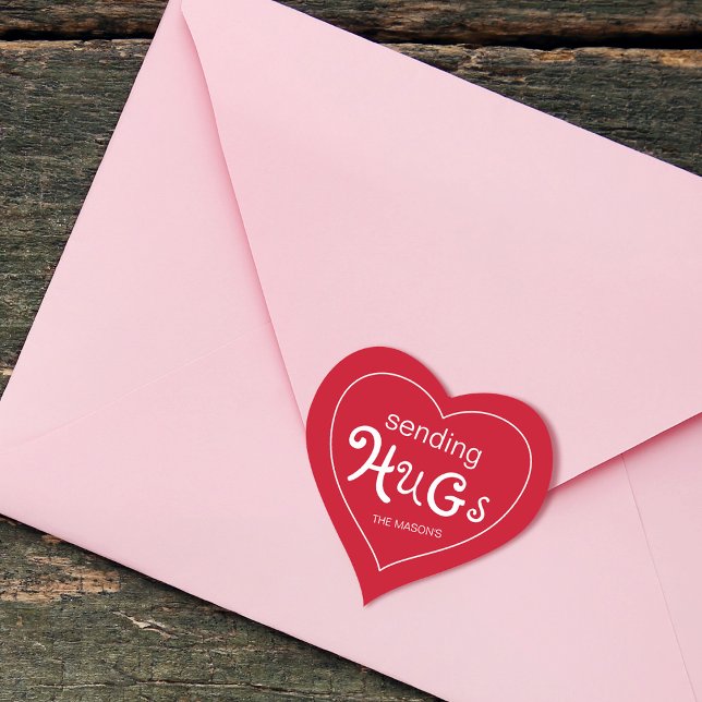 Sending Hugs Valentines Personalised Heart Sticker (Sending Hugs Valentines Personalized Heart Sticker)