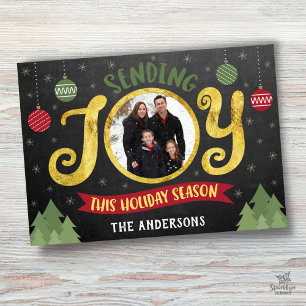 Sending Joy Holiday Season Gold Christmas Ornament Card