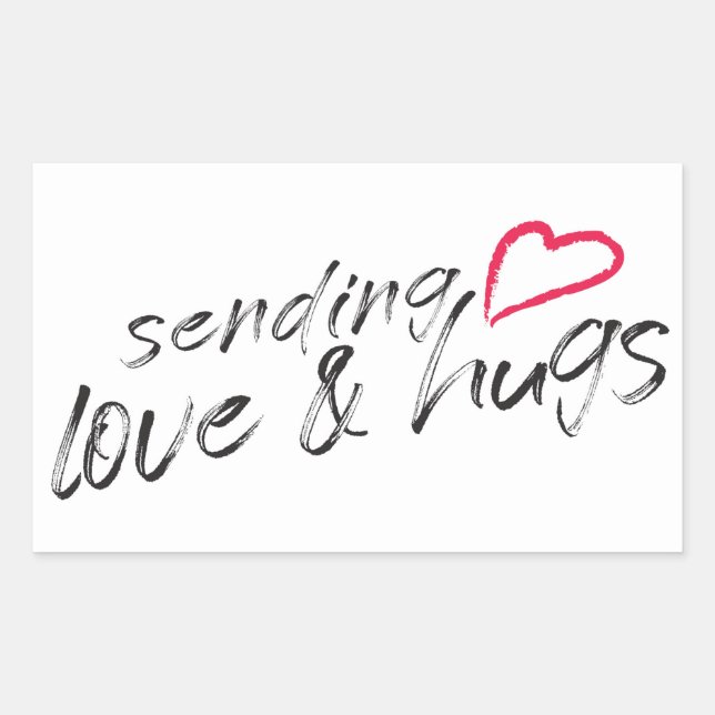 Sending Love and Hugs Rectangular Sticker (Front)