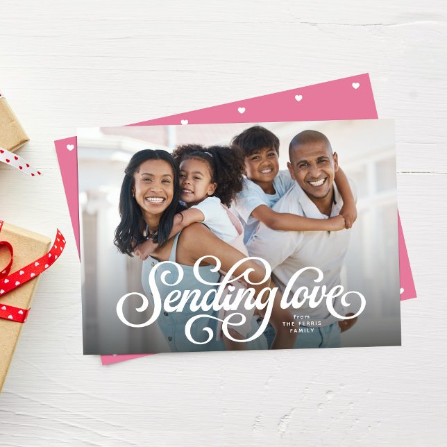 Sending love cute one photo Valentine Holiday Card (Creator Uploaded)