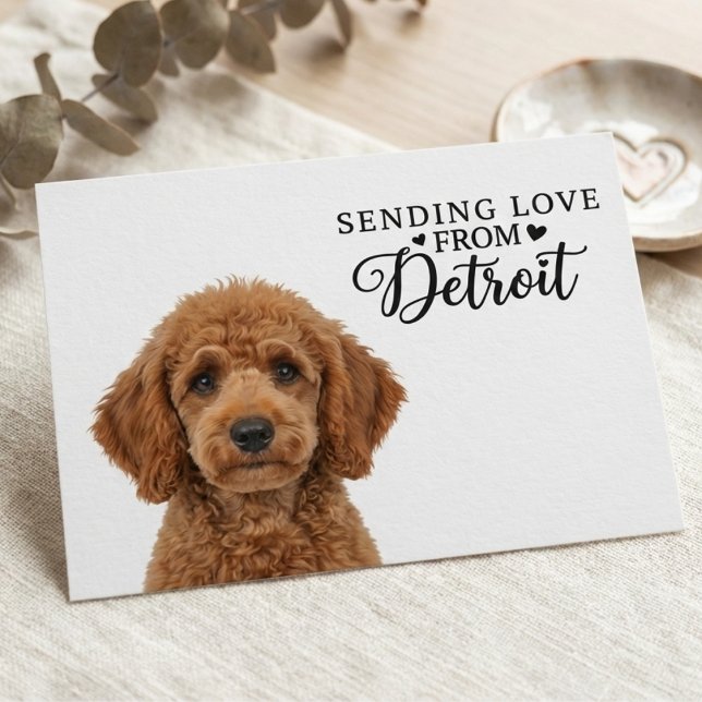 Sending Love From Detroit Postcard (Make Your Dog a Detroit Icon.)