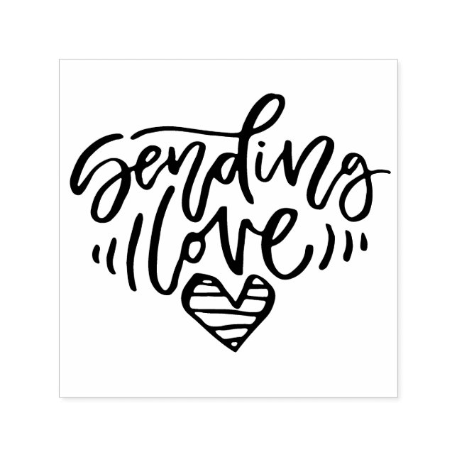 Sending Love Hand Lettering Script Personalised Self-inking Stamp (Design)