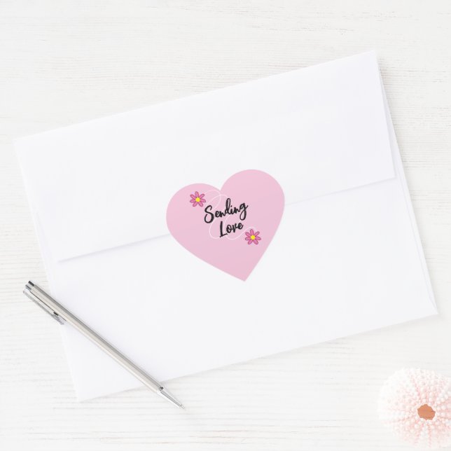 Sending Love Pink Heart Stickers (Envelope)