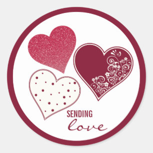 Sending Love, Valentine  Classic Round Sticker