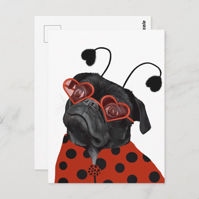 Sending Love With A Cute Love Pug Postcard (Front/Back)