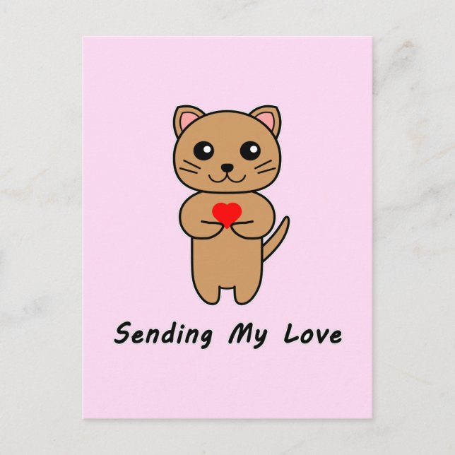 Sending My Love - Pink Background (Vertical) Postcard (Front)