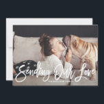 Sending Our Love Hand Lettered Valentine's Day II Holiday Card<br><div class="desc">Modern and whimsical "sending our love" photo Valentine's day flat card featuring hand-lettered script overlay "sending our love" with hearts pattern. The perfect card for Valentine's day,  holidays and as a thank you card.</div>