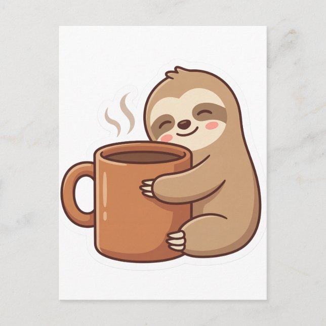 Sending Slow Vibes Sloth Postcard |Cute Hello Note (Front)