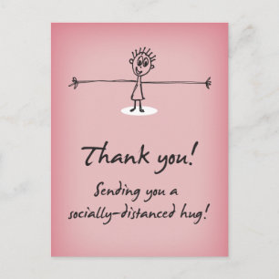 Sending Socially-Distanced Hug Thank You Postcard