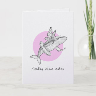 Sending whale wishes well wishes punny card